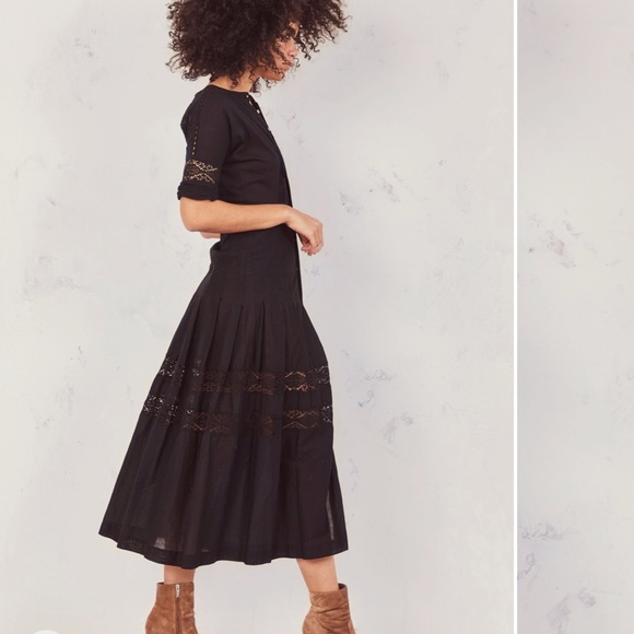 LoveShackFancy // Edie Black Midi Dress - Picture 4 of 15